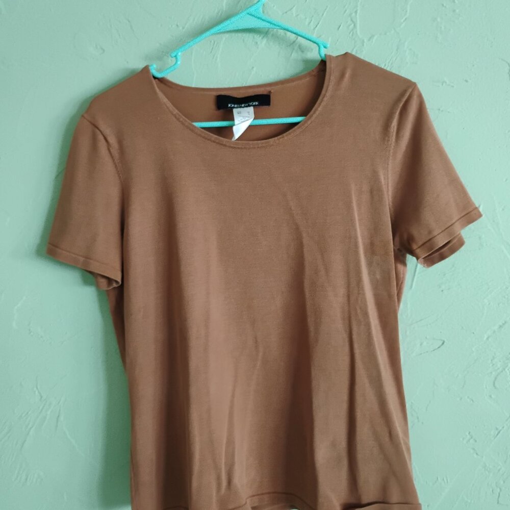Jones New York Women's Size Med Casual Top, Silk/Rayon Brown